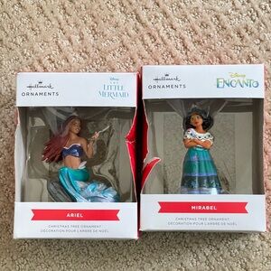Hallmark Disney Ornaments - Ariel in Blue and Mirabel in Green